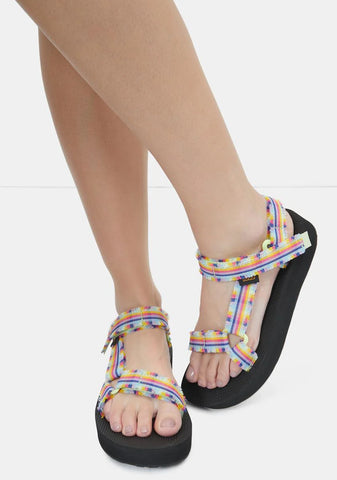 Black Multi Midform Fray Sandals