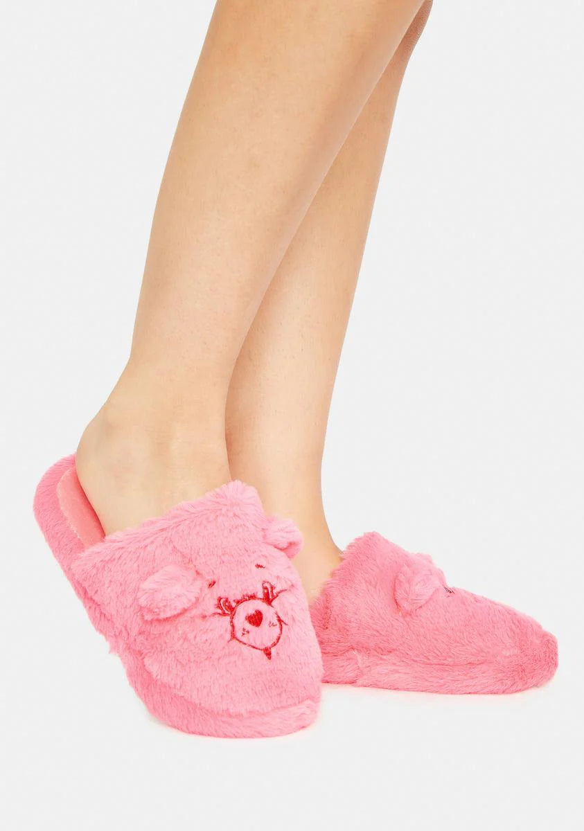 X Care Bears Fluffy Pink Slippers