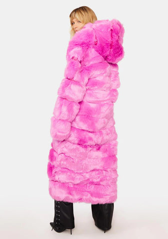 Luxe Jenny Pink Faux Fur Coat