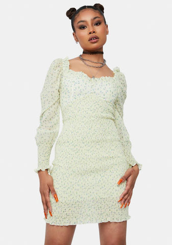 Bright Breakup Szn Sheer Floral Mini Dress