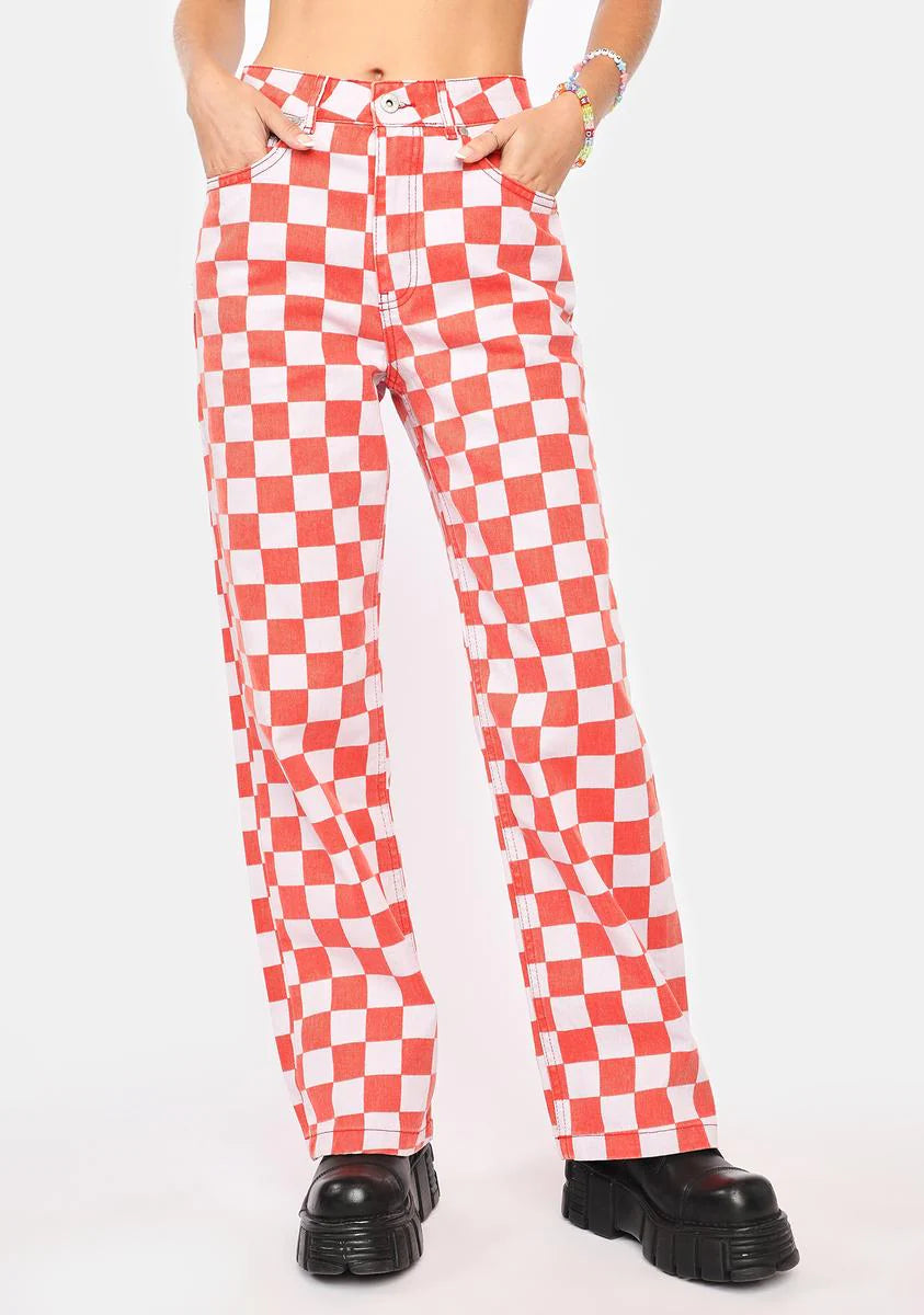 Red Rook Checkered Jeans