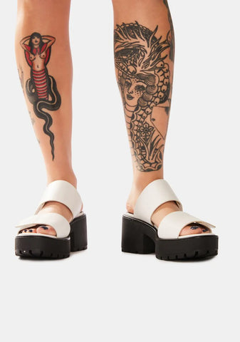 White Dioon Platform Sandals