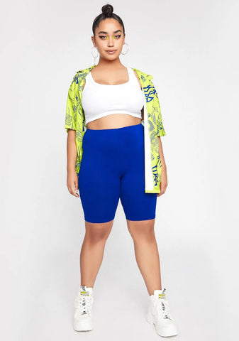 Navy Bb Power Up Biker Shorts