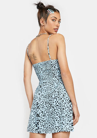 Baby Blue Cheetah Print Mini Dress