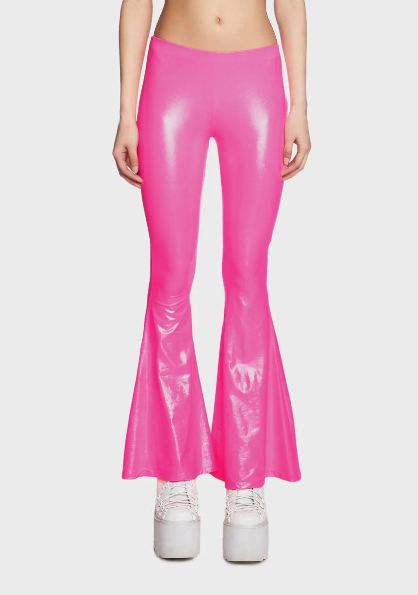 Pink Shimmer Flare Pants