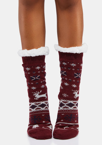 Reindeer Love Crew Socks