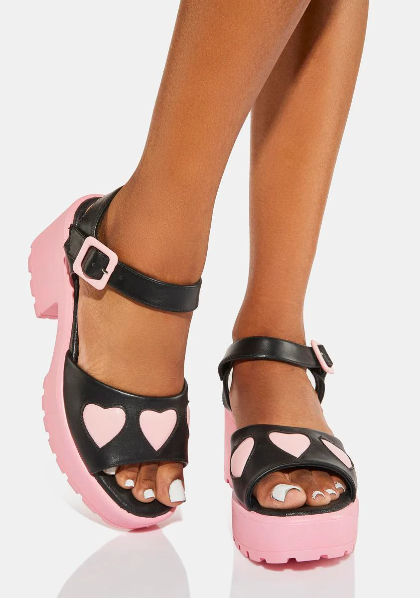 Romance Rebel Pink Heart Sandals