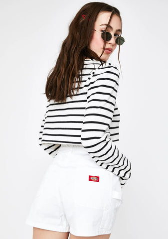 White High Rise Carpenter Shorts