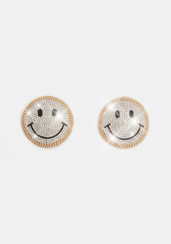Smiley Face Reusable Rhinestone Pasties
