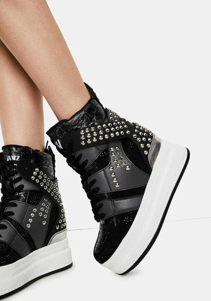 Quince Studded Wedge Sneakers