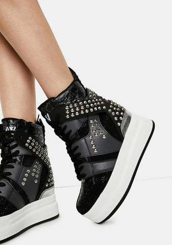 Quince Studded Wedge Sneakers