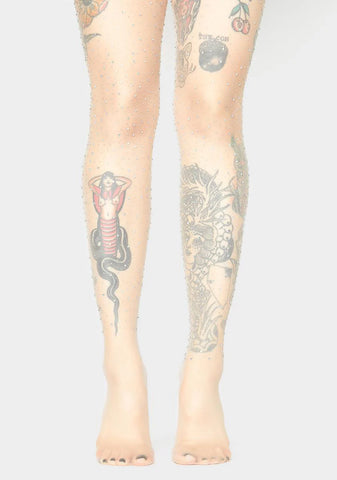 Nude Midnight Glimmer Rhinestone Tights