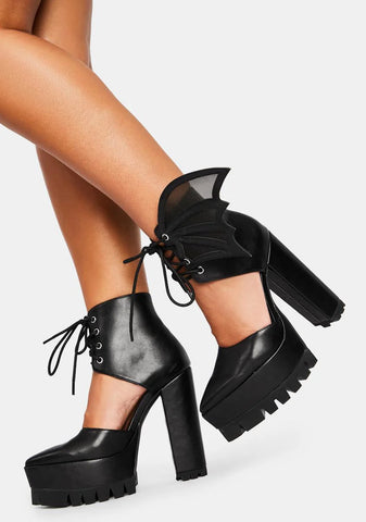 Midnight Calling Bat Wing Heels