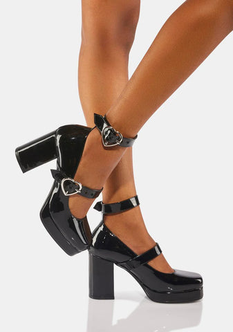 Black Chrome Heart Heels