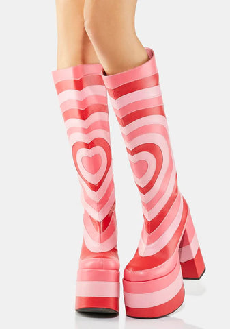 Theme Of Hearts Knee High Boots
