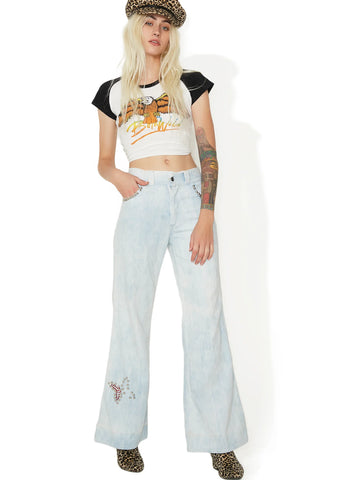 Vintage Studded Butterfly Bell Bottoms