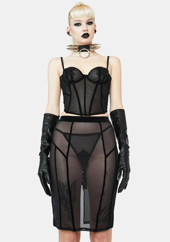 Sara Lace Up Pencil Skirt