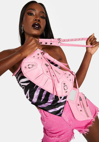 Trackstar Pink Croc Shoulder Bag