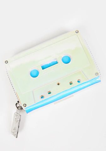 Electro White Retro Cassette Tape Wallet
