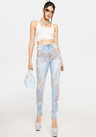 Light Bad To The Bone Studded Jeans