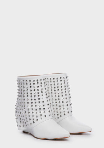 White Marina Rhinestone Booties
