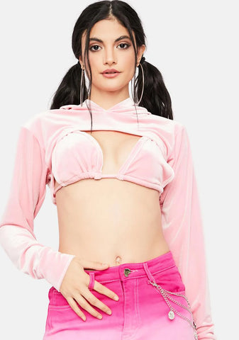Pixie Bad Behavior Velour Cutout Hoodie