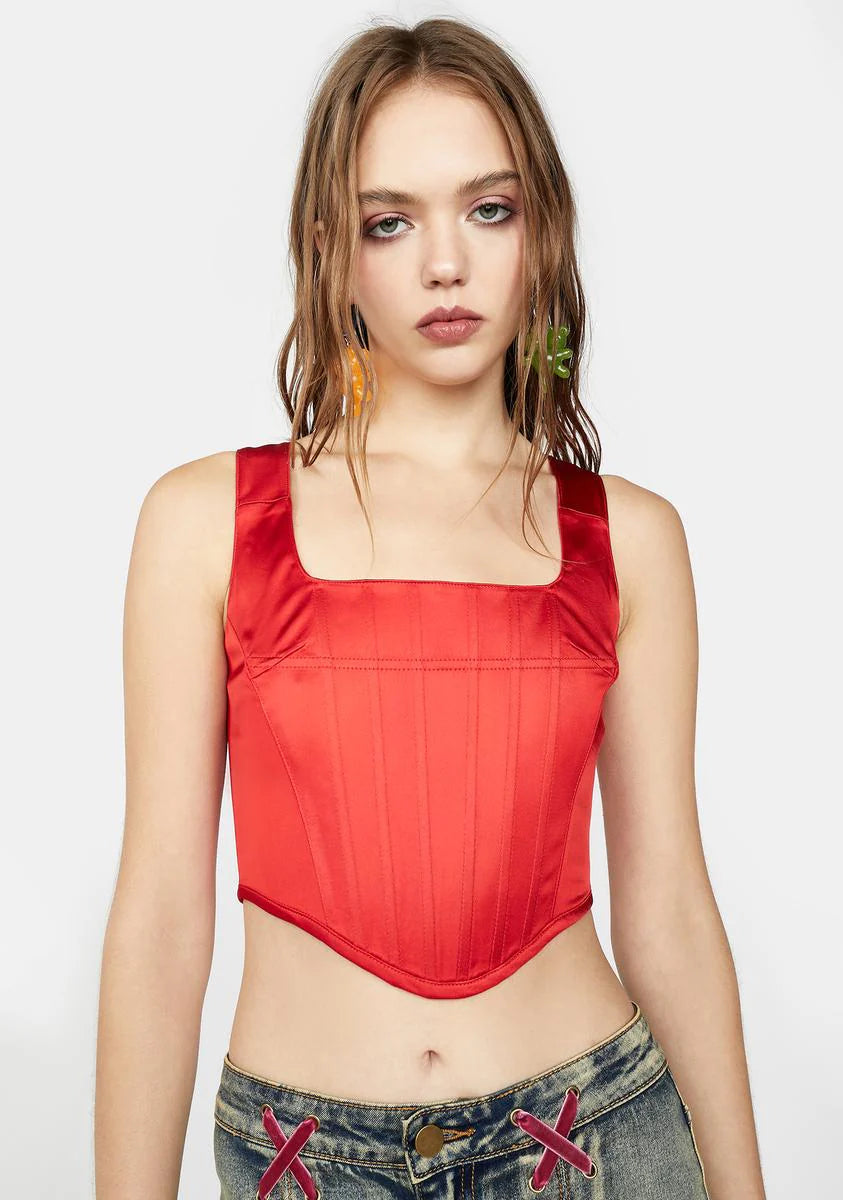 Just A Girl Satin Corset Top