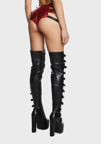 Rude Awakening Lace-Up Shorts - Red