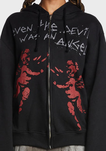 Red Angel Zip Up Hoodie