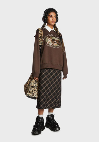 Can't Talk Cat Embroidered Sweatshirt