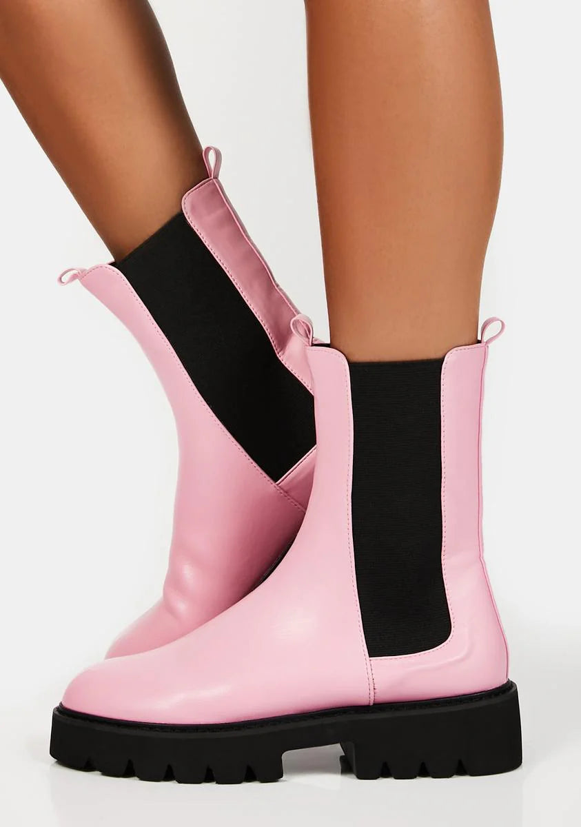 Pink Printed Ankle Boots