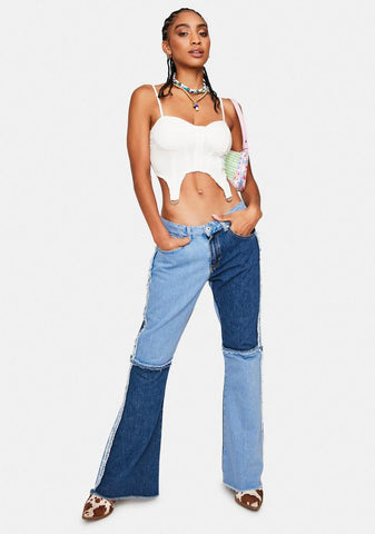 Infinite Vibes Stretch Denim Hook Eye Bustier