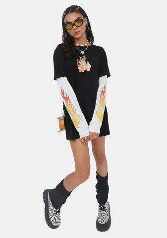 Cherry Hot Long Sleeve Graphic Tee