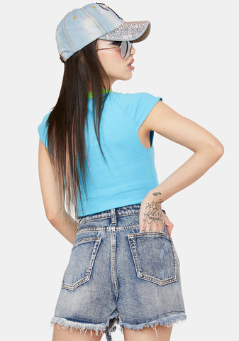 Medium Wash Miss Go Getter Distressed Denim Shorts