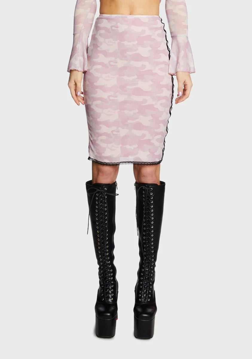 Sunset Camo Midi Skirt