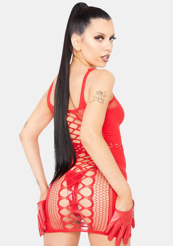 Cherry Self Assured Cutout Mini Dress