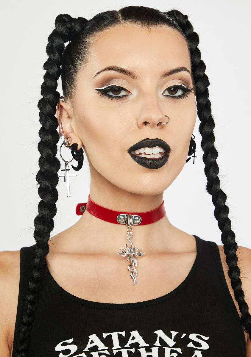 Burn Never Be Saved Cross Charm Choker