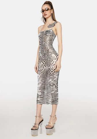 Zebra Charmed Midi Dress