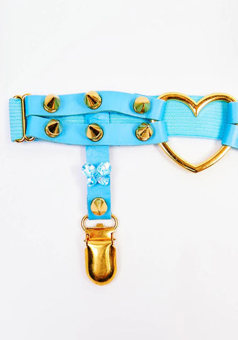 Aqua Love Me Harder Spiked Garters