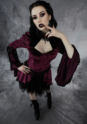 Wine Tempting Enchantress Velvet Dress