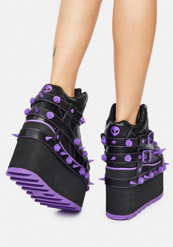 Purple Qozmo Bondage Rose Platform Sneakers