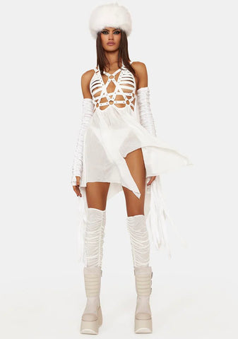 Celestial Ringmaster Mini Dress - White
