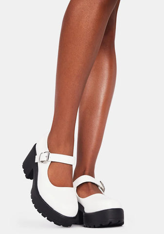 White Tira Mary Janes