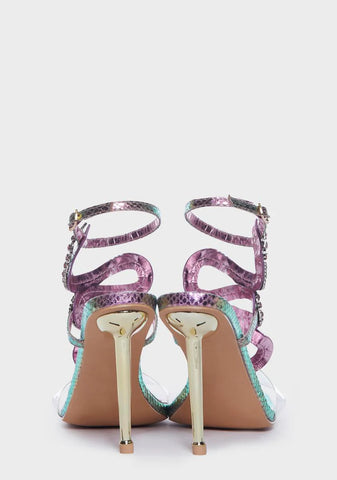 Rhinestone Cobra Stiletto Sandals