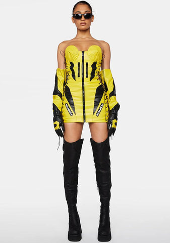 Yellow Moto Cone Dress