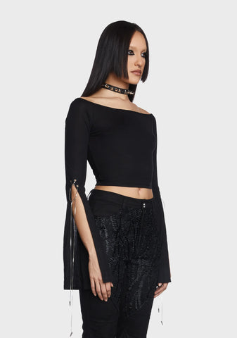 Daily Goth Sexy Off Shoulder Sleeve T-Shirt