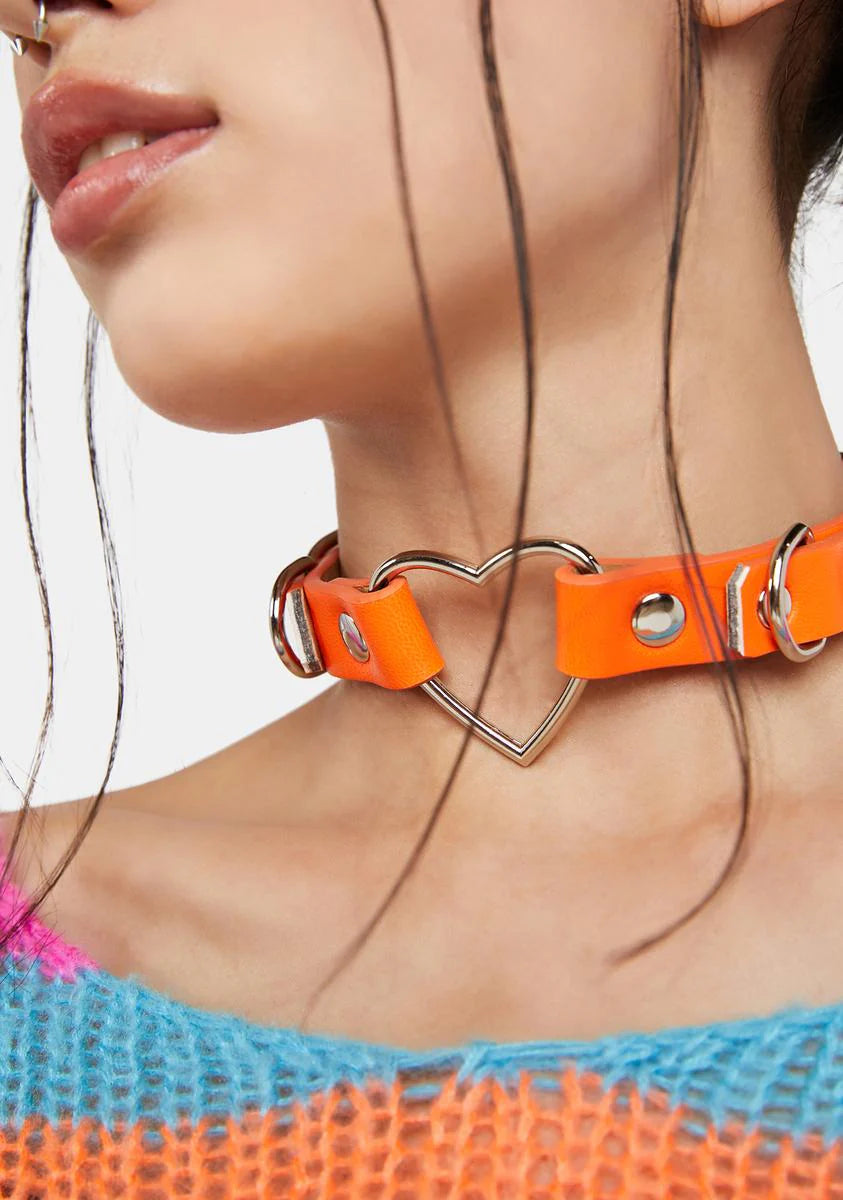 Tangerine Heart Ring Choker