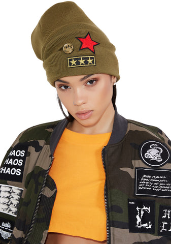 Air Raid Military Patch Beanie
