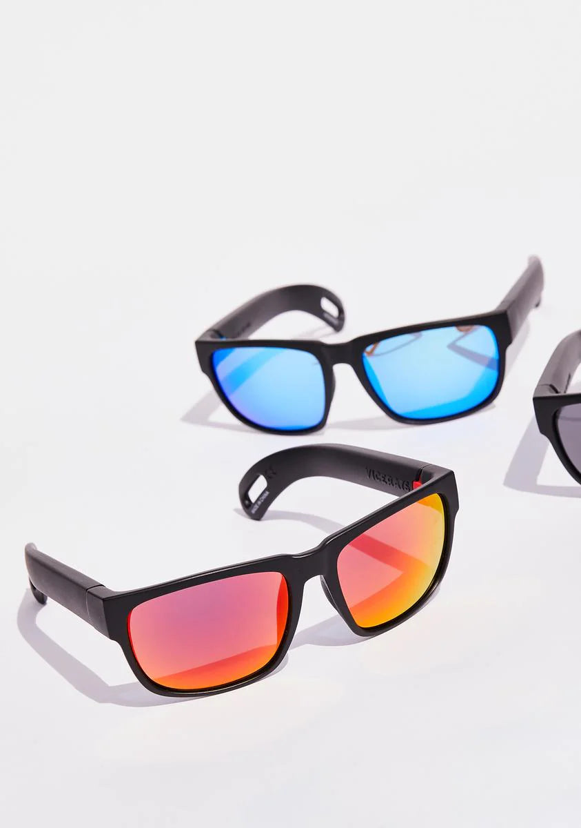 Red Hidden Storage Mirror Lens Sunglasses