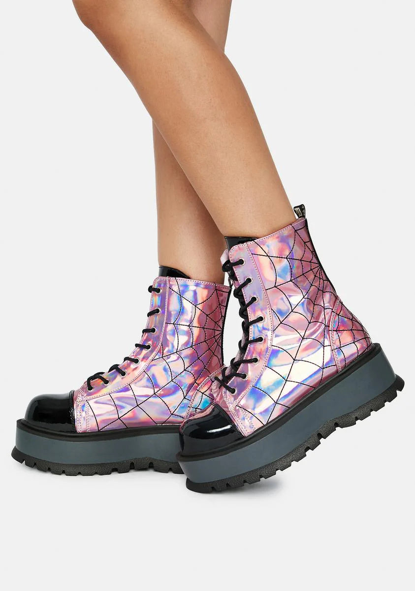 Pink Deadly Prey Platform Boots